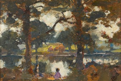 河岸（画板上的油画） 作者 詹姆斯·帕特森