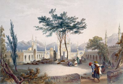 Goolaum清真寺Hoossein Huzrut-Jee，Afghauns的伟大先知，以及坎大哈的国王墓，从“阿富汗的风景，居民和服装”中获得30块板块，由R. Carri雕刻 作者 詹姆斯·拉特雷