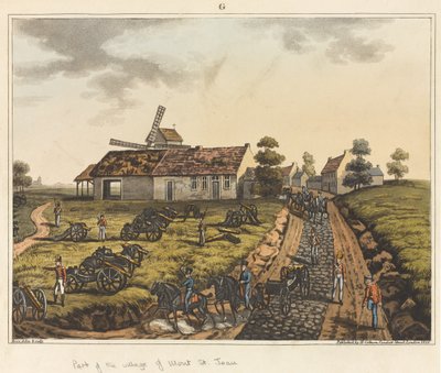 Mont St的村庄的一部分，来自&39;滑铁卢战役的历史记录&39;，1817年（彩色aquatint） 作者 詹姆斯·劳斯