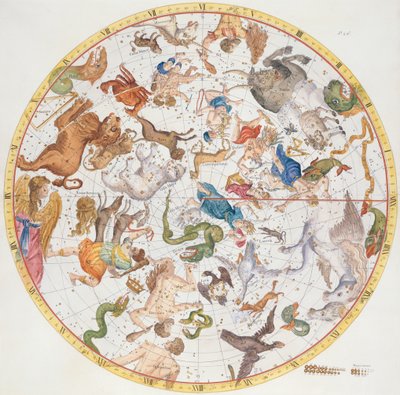 来自&39;Atlas Coelestis&39;的板26，由John Flamsteed（1646-1719），酒吧。在1719年（手工彩色雕刻） 作者 詹姆斯·桑希尔