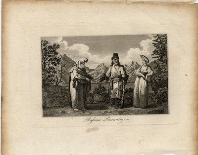 俄罗斯农民服饰，约1775年 作者 詹姆斯·托基