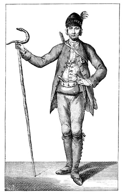詹姆斯·波斯威尔（James Boswell），身着科西嘉武装首长的装扮，1769年。 作者 詹姆斯·鲸鱼