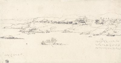 沿海村庄与渔船（铅笔在纸上） 作者 詹姆斯·沃德