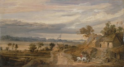带小屋的风景，约1802-07年（面板上的油） 作者 詹姆斯·沃德
