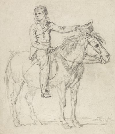 斯坦霍普勋爵（1753-1816）小男孩骑着小马（纸上铅笔） 作者 詹姆斯·沃德