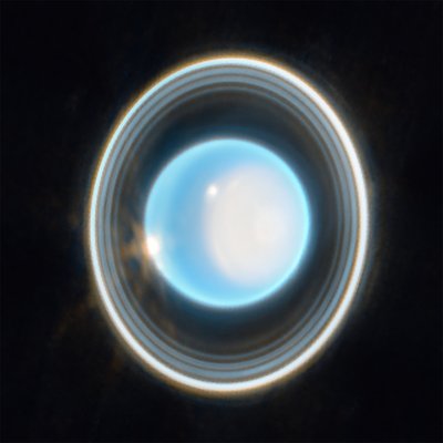 天王星（近红外相机图像） 作者 詹姆斯韦伯太空望远镜 (NASA)