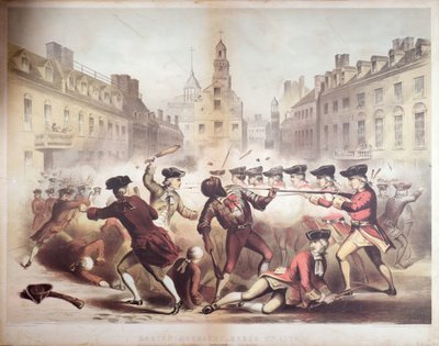 Crispus之死在波士顿大屠杀，1770年3月5日，1856年（chromolitho） 作者 James Wells Champney