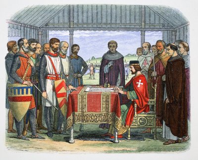 约翰国王签署《大宪章》，萨里郡伦尼米德，1215年1864年。   作者 詹姆斯·威廉·埃德蒙·道尔