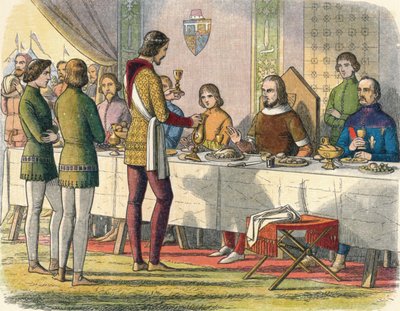 王子在餐桌上为约翰王（John King）服务，1356年1864年 作者 詹姆斯·威廉·埃德蒙·道尔