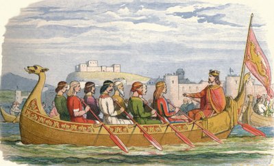 埃德加（Edgar）的驳船由八位国王在迪伊（Dee）载人，973年1864年 作者 詹姆斯·威廉·埃德蒙·道尔