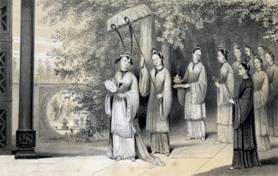 女皇和她的服务员从桑树丛出发前往圣殿，1847年。 作者 詹姆斯·威廉·吉尔斯