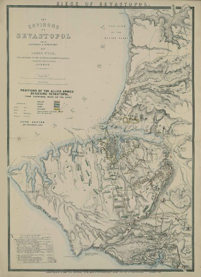 塞瓦斯托波尔周边地区地图，1854年 作者 詹姆斯·怀尔德