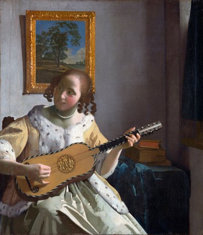 "La joueuse de guitare》（吉他手） Jan Vermeer（约翰内斯）（1632-1675）的作品 - 1672年 - 布面油画 - Dim 53x46,3 cm Kenwood House 作者 约翰·维米尔