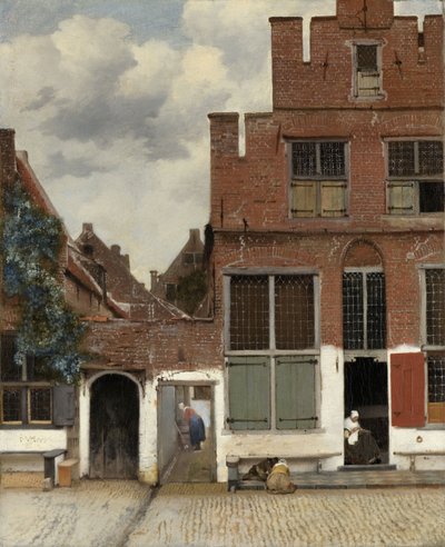 代尔夫特的房屋景观，被称为 "小街"，约1658年（布面油画）。 作者 Johannes Vermeer