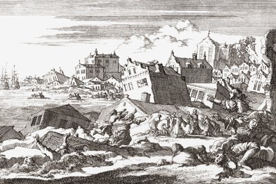 1692 年牙买加皇家港地震。 作者 Jan（之后）Luyken