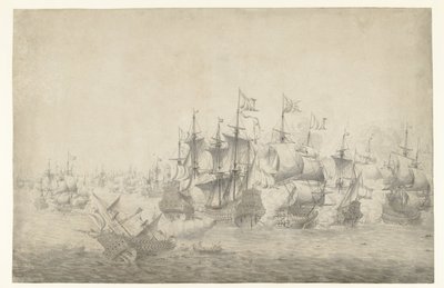 1665 年 6 月 13 日可能在洛斯托夫特发生的一场海战（左页） 作者 扬·亚伯拉罕兹。 Beerstraten（可能）