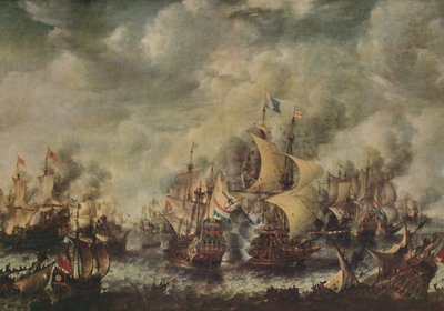 1914年8月，1653年8月，海德英军与荷兰人之间的海战。 作者 扬·亚伯拉罕（Jan Abrahamsz）。啤酒率