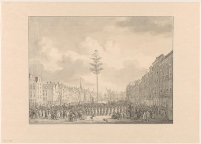 鹿特丹格罗特市场上的自由树，1795 年 作者 Dirk Langendijk（拒绝归因）