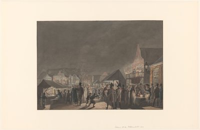 1810 年阿姆斯特丹 Botermarkt 集市 作者 扬·安东尼·朗根代克 Dzn