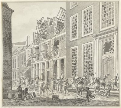 抢劫卢卡斯-范-斯蒂文宁克的住宅，1787 年 作者 Jan Arends（艺术家签名）