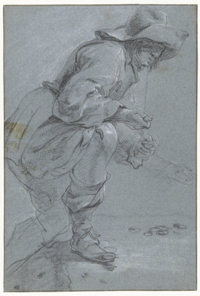 一个男人在演奏“Koten” 作者 Jan Baptist Weenix