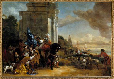 离开东方剧团或“Les corsaires repousses” 老扬·巴普蒂斯特·维尼克斯 (Jan Baptist Weenix the Old) 的绘画 (1621-1660) 作者 Jan Baptist Weenix