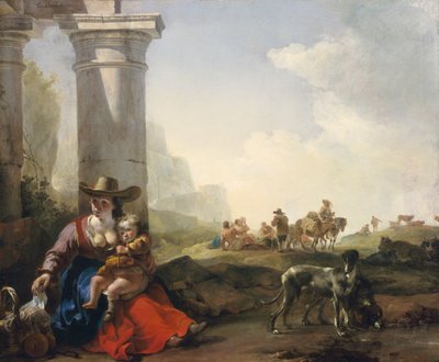废墟中的意大利农民，c.164950 作者 Jan Baptist Weenix