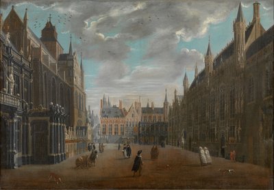 布鲁日的布尔格广场，1696年。 作者 扬·巴蒂斯特（Jan Baptist van van Meunincxhove）