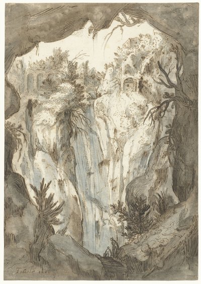 从山洞中看到的蒂沃利瀑布 作者 Paul Bril（拒绝归因）