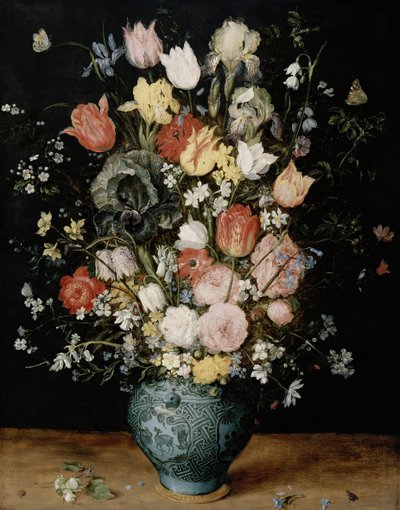 蓝色花瓶中的花朵，约1608年。 作者 简·布鲁格（Jan Brueghel）