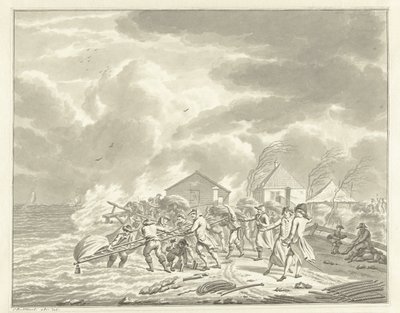 阿姆斯特丹附近的迪默泽代克（Diemerzeedijk）洪水，1776 年 作者 Jan Bulthuis（艺术家签名）