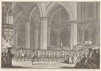 新教会中的爱国协会，1786 年 作者 Jan Bulthuis（艺术家签名）