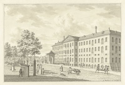 阿姆斯特丹的 Lands Zeemagazijn，1791 年火灾之前 作者 Jan Bulthuis（艺术家签名）