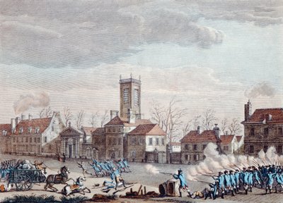 巴黎Eglise de la Chapelle前的战斗。 1791年1月24日，1795年，在Fermiers Generaux和革命者的障碍的监护人之间 作者 扬·布特胡斯（Jan Bulthuis）
