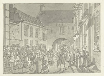 L.P. van de Spiegel 被带往监狱大门，1795 年 作者 扬·布特胡斯（Jan Bulthuis）
