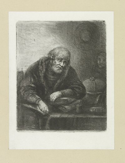 Oude man aan zijn bureau
约翰-夏隆的蚀刻画全集 / Oeuvre Complette des Eaux Fortes par Jean Chalon (系列名称) 作者 克里斯蒂安·乔西