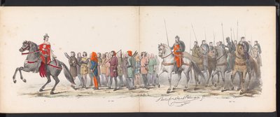莱顿学生化妆舞会，1865 年（图版 15）
1865 年 6 月 6 日，莱顿学生团成员为庆祝莱顿大学建校 290 周年而举行的盛装游行，描绘了：荷兰人的入场式 b、荷兰人的服装、荷兰人的服装、荷兰人的服装、荷兰人的服装、荷兰人的服装、荷兰人的服装、荷兰人的服装、荷兰人的服装、荷兰人的服装、荷兰人的服装。 作者 J. Hazenberg 玉米动物园