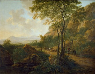 有骡子的意大利式风景，约1629-1652年 作者 Jan Dirksz两者