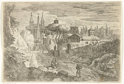意大利式景观，城墙上的旅行者 作者 Jan Frans van Bloemen