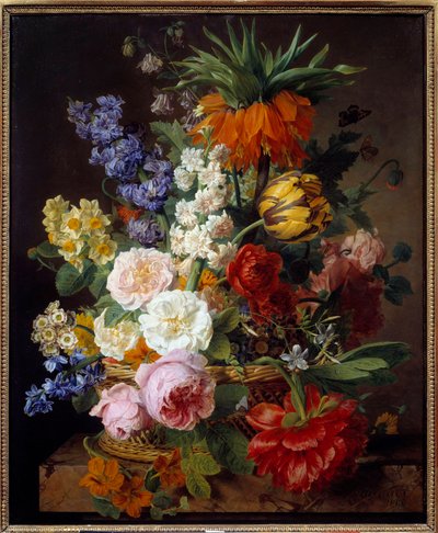 Jan Frans Van Dael (1764-1840) 1806 年画的篮子里的花。 0,53x0,65 m 里昂，Musee des Beaux Arts - 篮子里的花。 Jan Frans van Dael (1764-1840) 的绘画 作者 Jan Frans van Dael