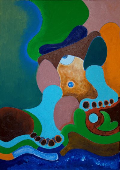 重击之后，巨人在井边清洗伤口，2009 年（布面油画） 作者 扬·格罗内伯格