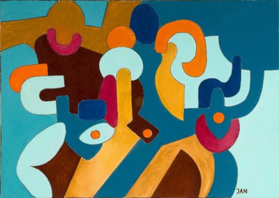 咄咄逼人的丈夫和他害羞的妻子，2009年（布面油画）。 作者 扬·格罗内伯格