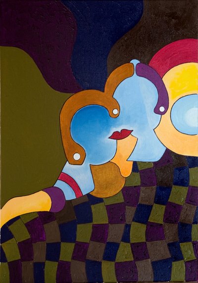 孤独地在一起，2007年（布面油画） 作者 扬·格罗内伯格