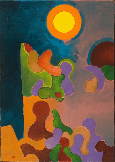 祖母在暮色中讲故事，2009年（布面油画） 作者 扬·格罗内伯格
