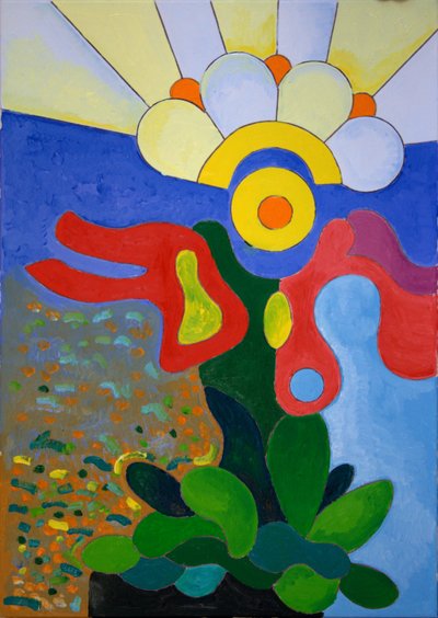 突然间，世界变成了一颗闪亮的钻石，2009年（布面油画）。 作者 扬·格罗内伯格