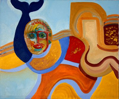 海豚的杀手，2009年（布面油画）。 作者 扬·格罗内伯格