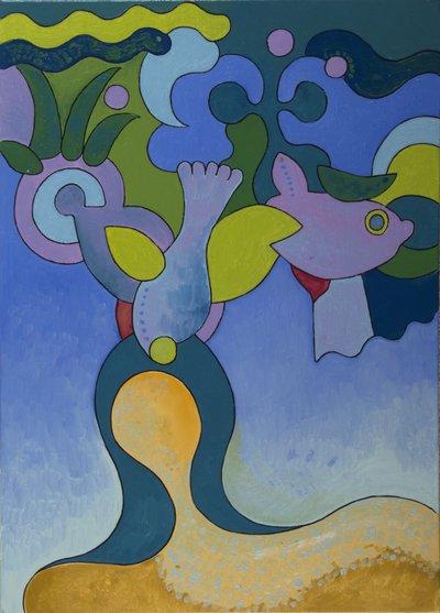 污染水域中的小美人鱼，2007（布面油画） 作者 扬·格罗内伯格
