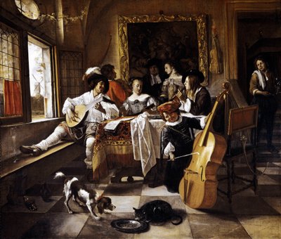 “" Family Concert "” Scene in a Dutch interior. Painting by Jan Steen (1626-1679) 1666 Chicago, Art Institute of Chicago 作者 扬·哈维克斯（Jan Havicksz）。斯汀