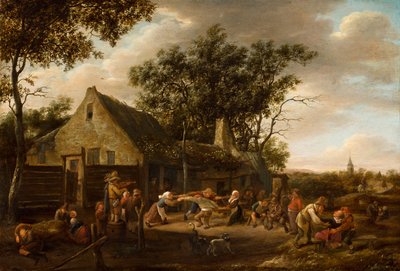 在旅馆里跳舞的农民，约1646-8年 作者 扬·哈维克斯（Jan Havicksz）。斯汀