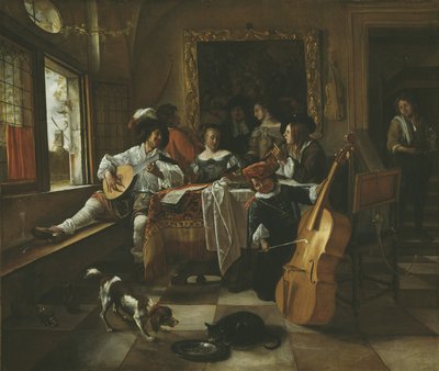 家庭音乐会，1666年 作者 扬·哈维克斯（Jan Havicksz）。斯汀